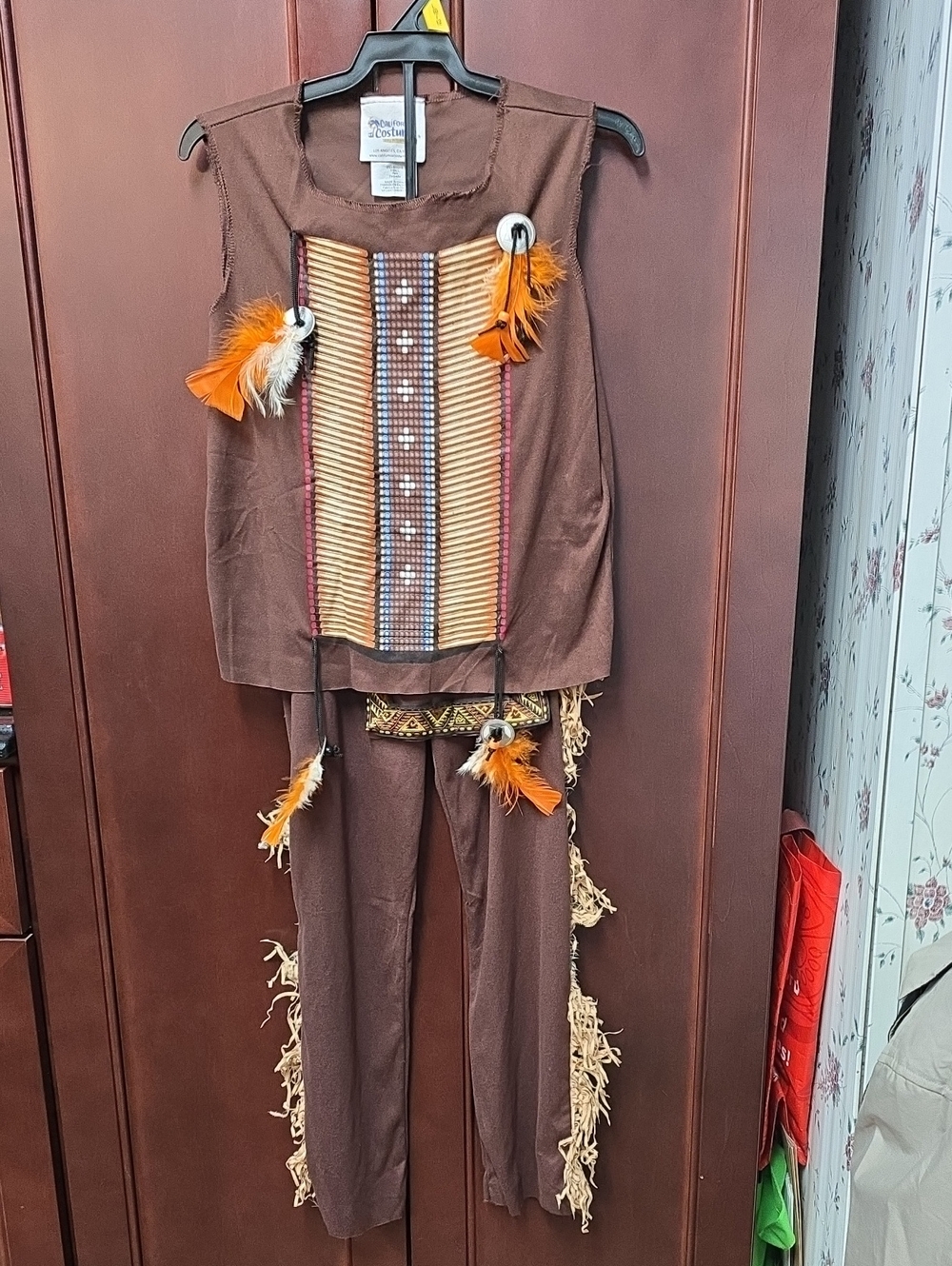 California Costumes Indian Brown and Orange Feather Tribal Costume. Size Small